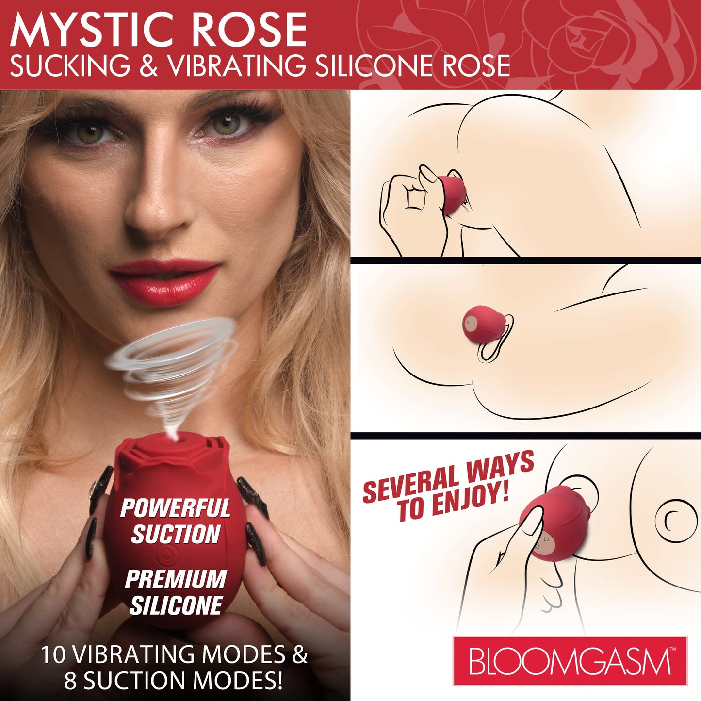 MYSTIC ROSE SUCKING & VIBRATING SILICONE ROSE